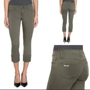 Rock & Republic Kendall womens cropped jeans size 4 stretch olive green mid rise